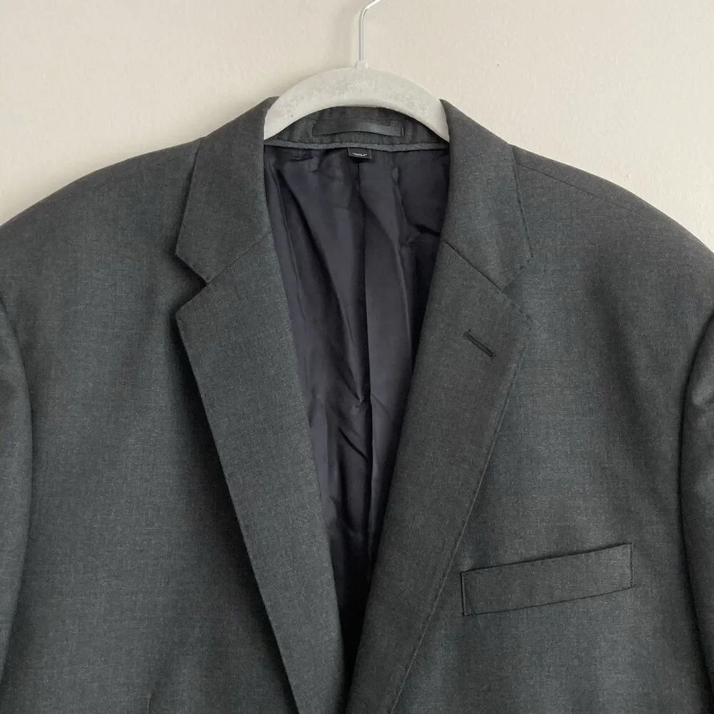 J Crew Blazer Mens 44L Gray Crosby Double Breasted Loro Piana Super 120 Wool
